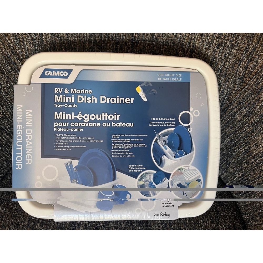 New! Camco RV Mini Dish Drainer &‎ Tray White Camper